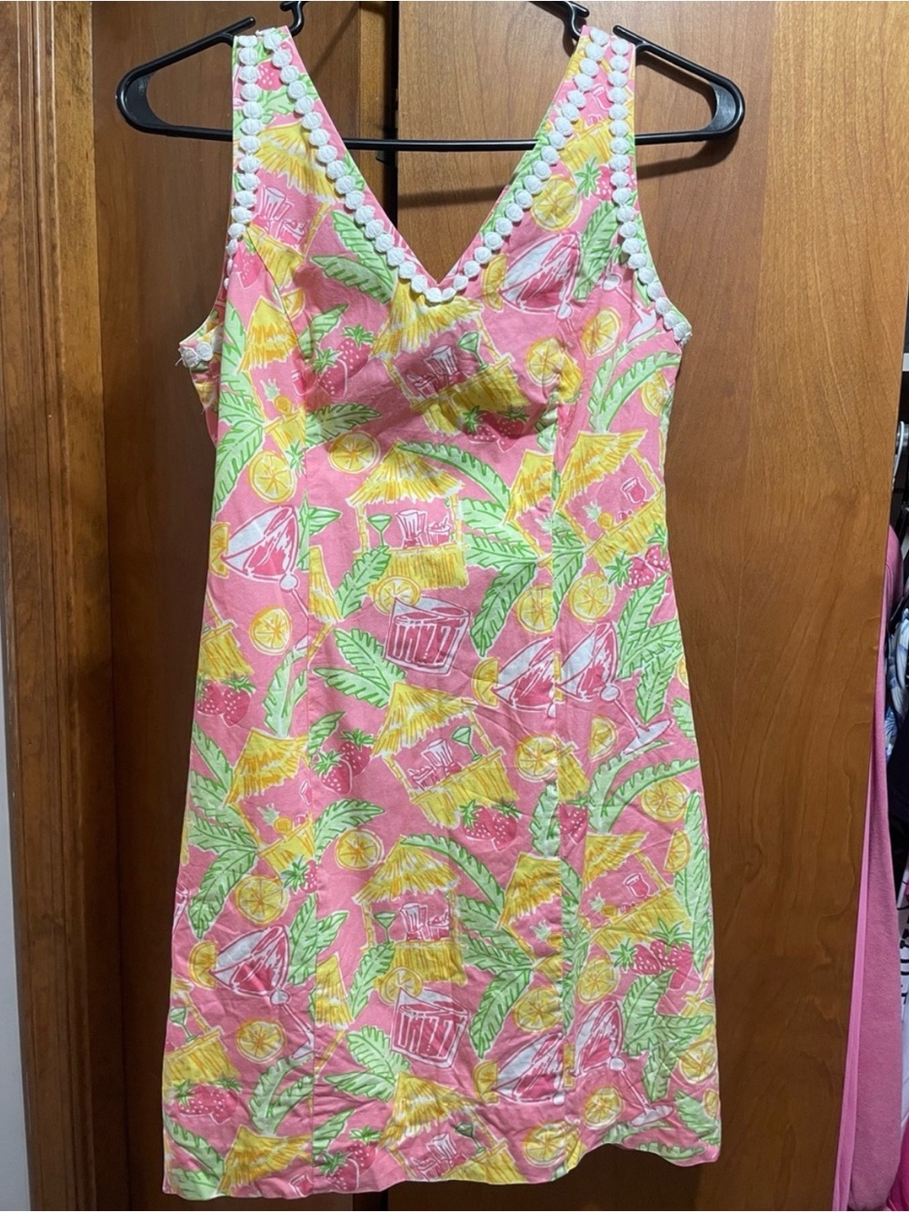 Women’s Pink Tropical Print Sundress Vintage Lilly Pulitzer